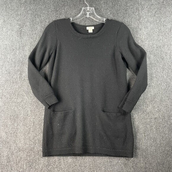 J Crew Black Pullover Sweater Size XSMALL Womens 100% Merino Wool Lightweight - Picture 1 of 7